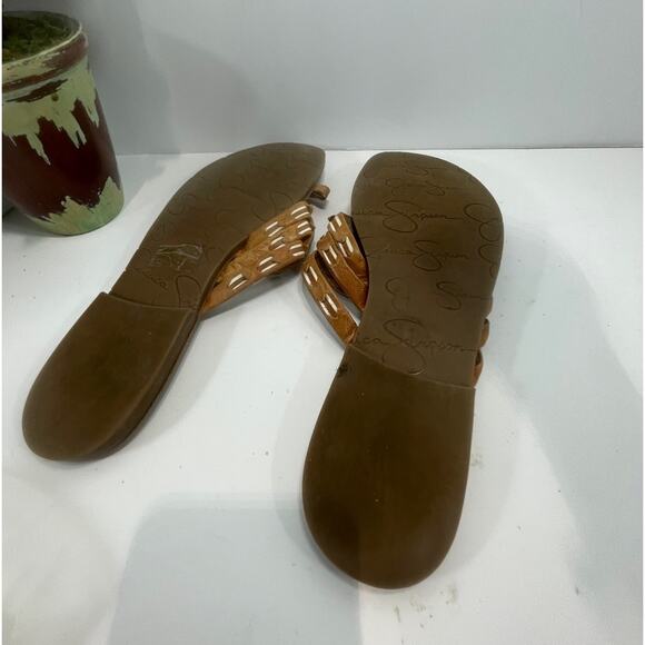 Jessica Simpson Leather Sandals Brown Medallion Aztec Western Boho Size 8 - Picture 7 of 15